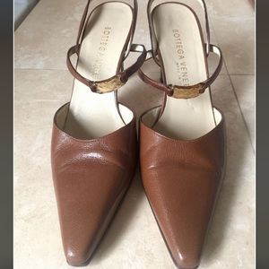 Bottega Veneta Brown Leather Slingback Heels